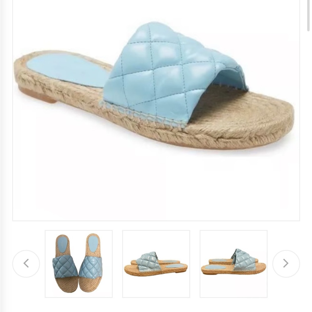 Jeffrey Campbell Sky Blue Quilted Espadrille Slides size 6